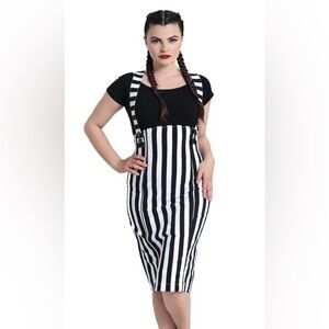 Retro Rockabilly Hell Bunny Otho Black and White Pencil Skirt 2XL